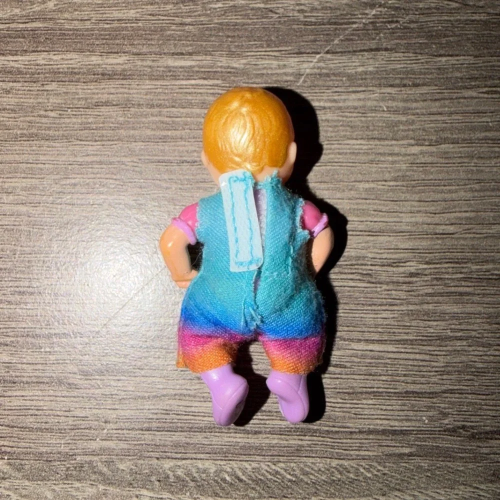 Vintage Mattel Loving Family Dollhouse Baby Rainbow Heart Jumpsuit Figure